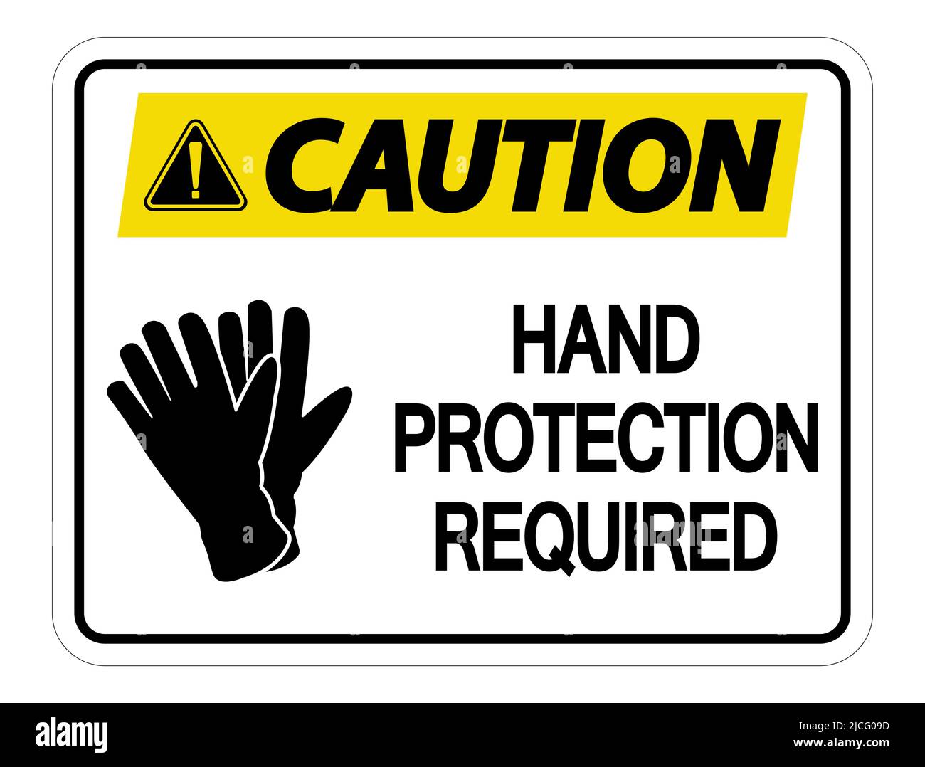 Caution Hand Protection Required Wall Sign on white background,vector