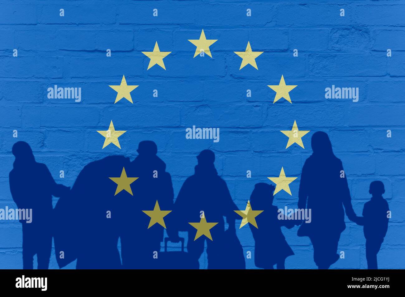 Arrival of refugees in Europe Stock Photo