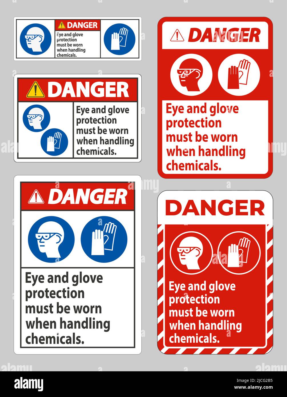 Danger Sign Eye And Glove Protection Must Be Worn When Handling