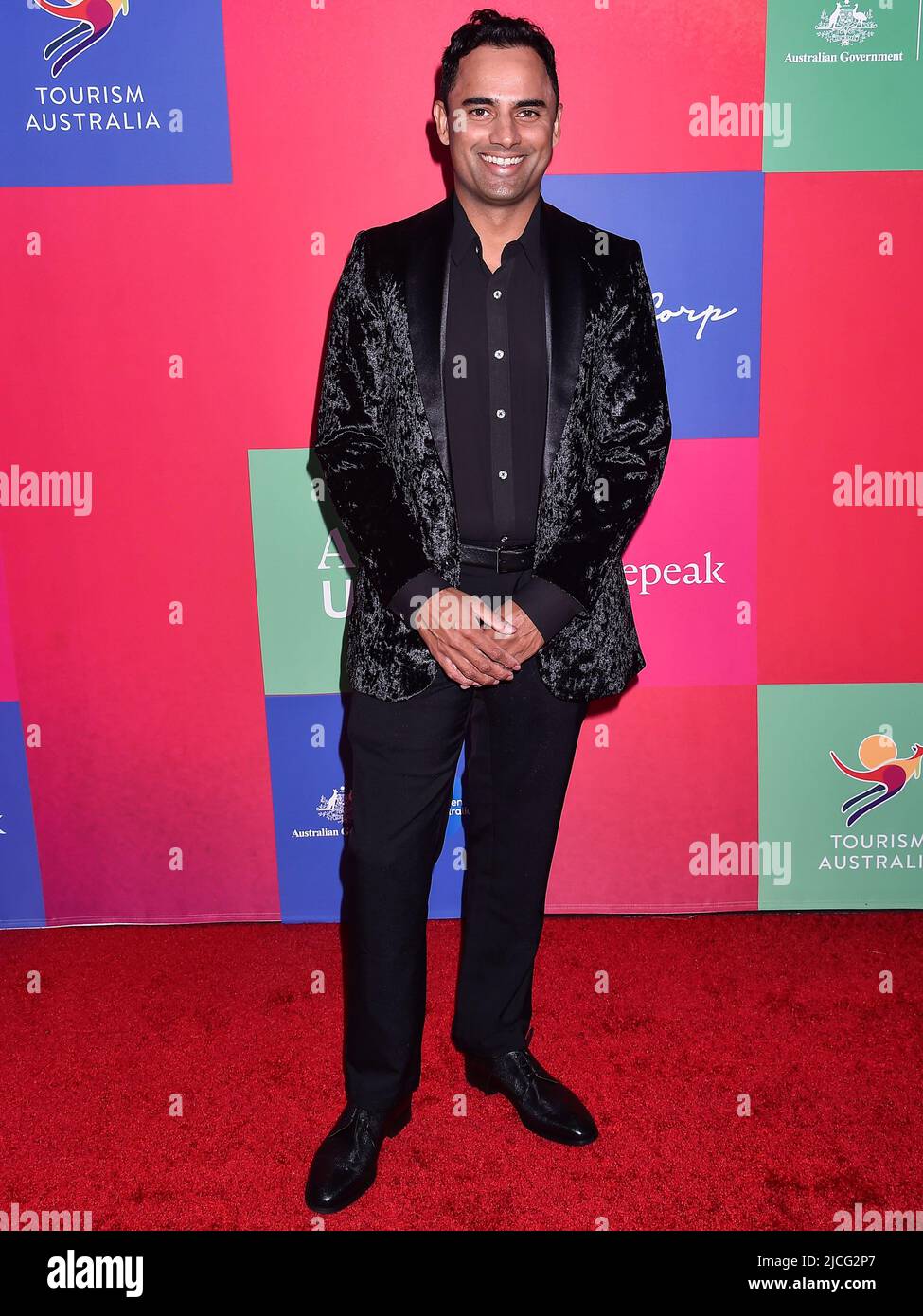 Los Angeles, United States. 11th June, 2022. LOS ANGELES, CALIFORNIA, USA - JUNE 11: Australian record producer Tushar Apte arrives at the G'Day AAA (American Australian Association) Arts Gala 2022 held at the JW Marriott Los Angeles L.A. LIVE on June 11, 2022 in Los Angeles, California, United States. ( Credit: Image Press Agency/Alamy Live News Stock Photo