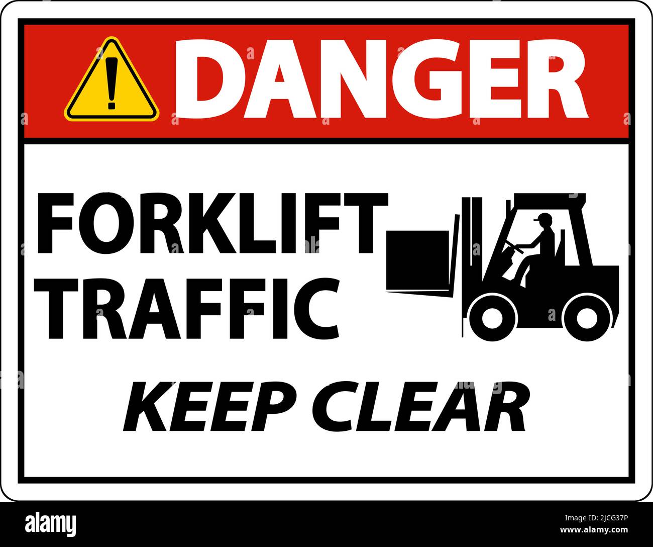Danger Forklift Traffic Keep Clear Sign On White Background Stock ...