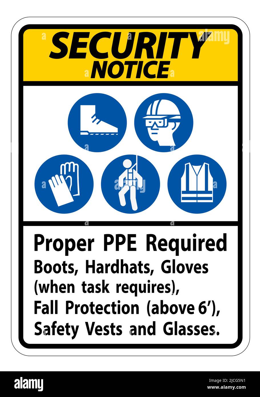 Security Notice Sign Proper PPE Required Boots, Hardhats, Gloves When