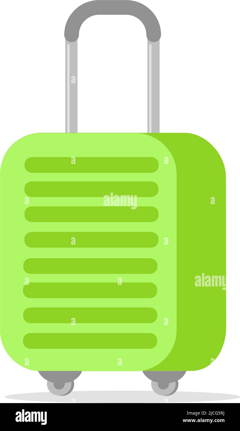 Green travel bag. Suitcase for tourism isolated on white background