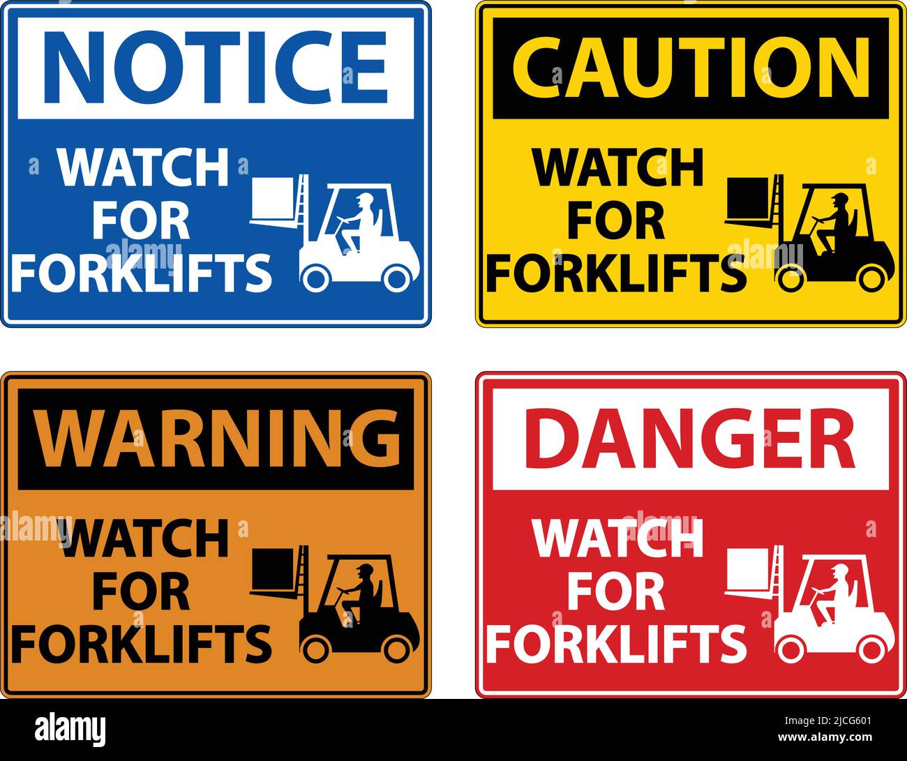 Caution Watch For Forklifts Sign On White Background Stock Vector Image ...