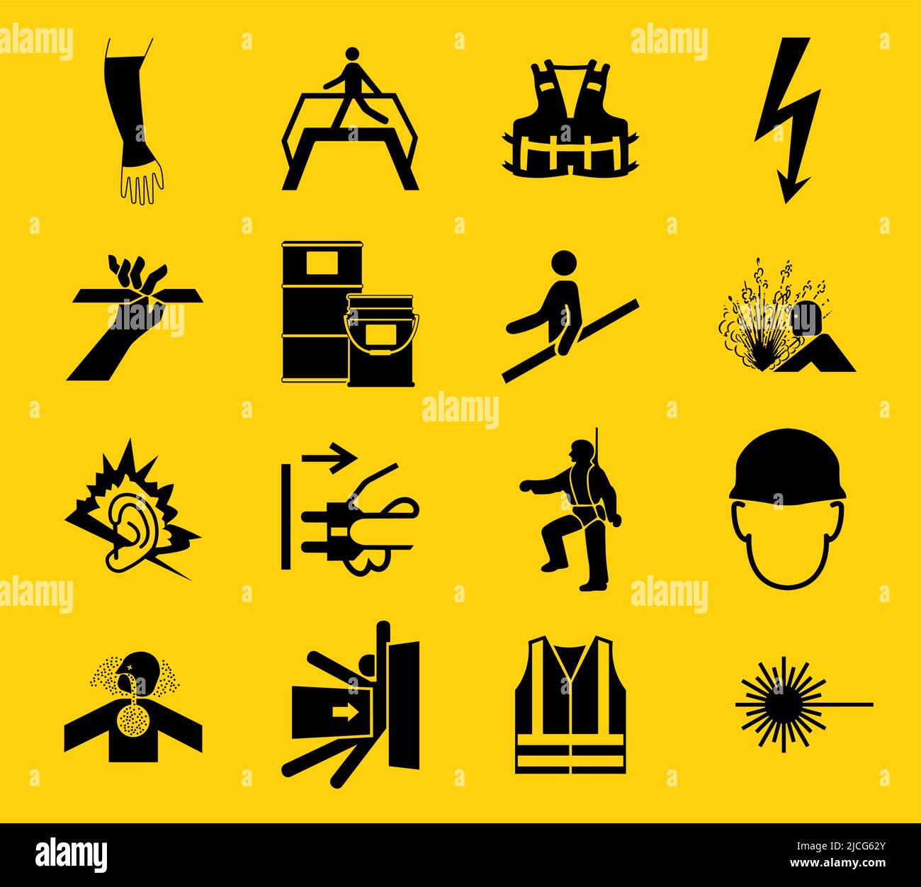 Warning signs,industrial hazards icon labels Sign Isolated on White