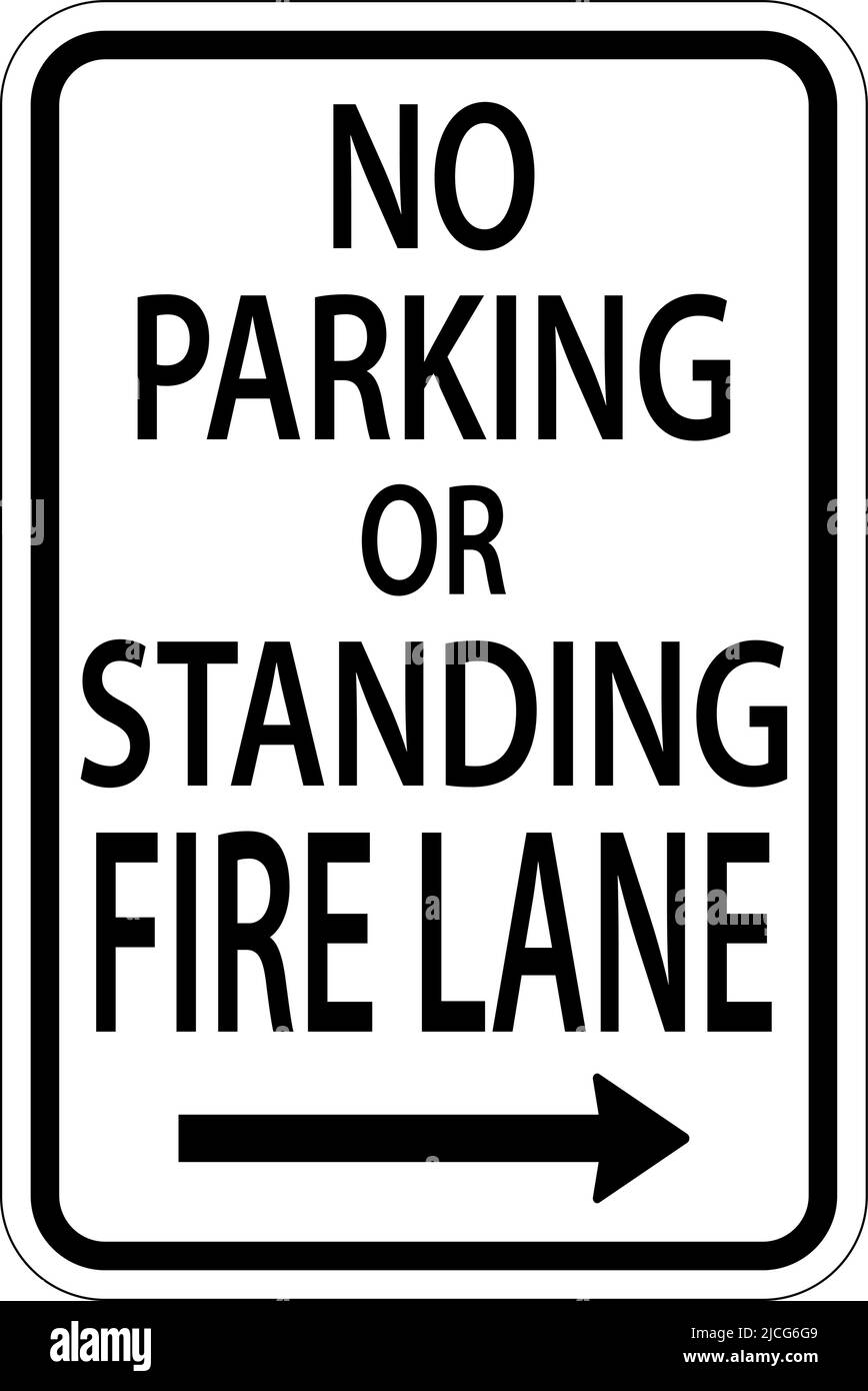 No Parking Fire Lane Right Arrow Sign On White Background Stock Vector