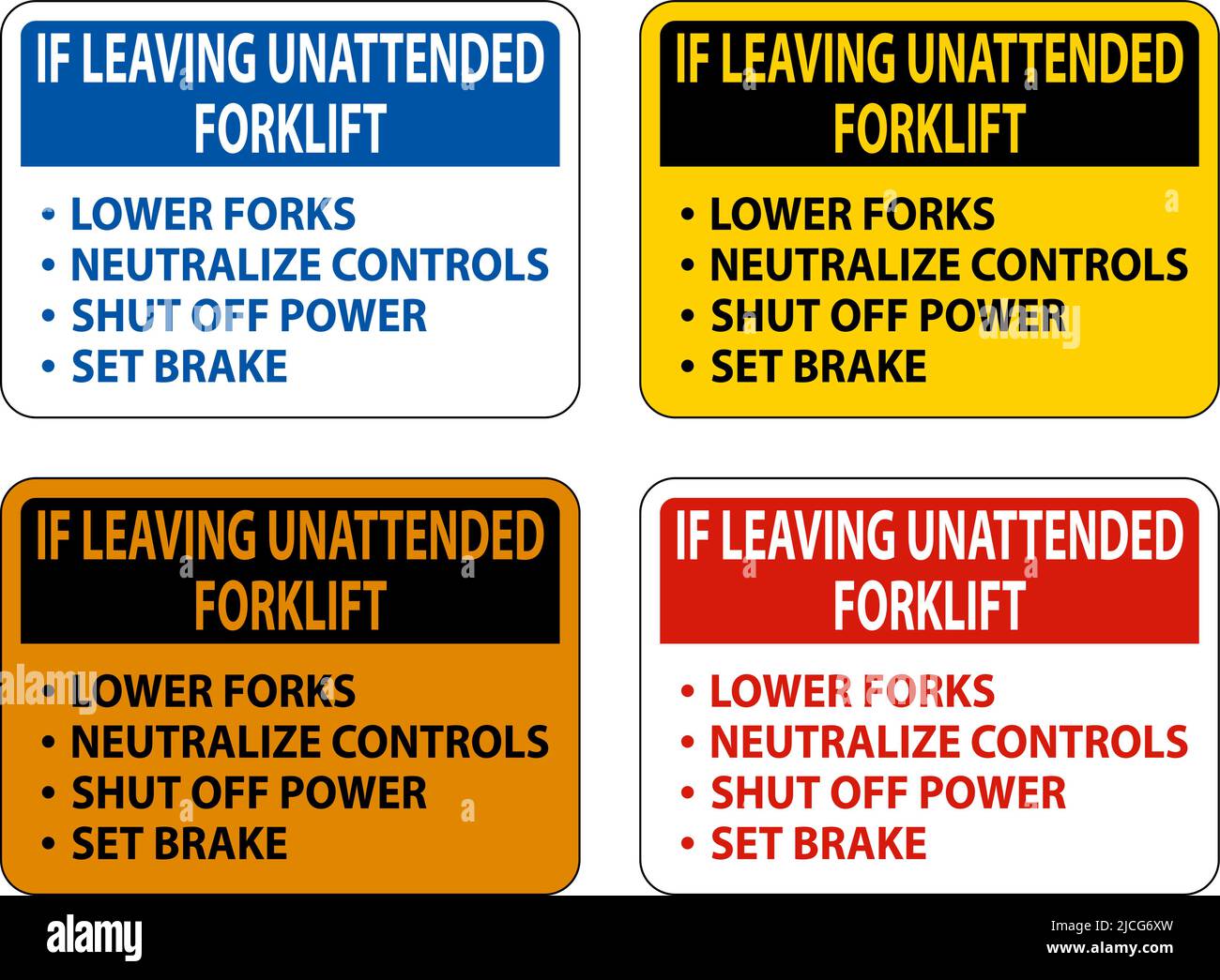 If Leaving Forklift Unattended Sign On White Background Stock Vector