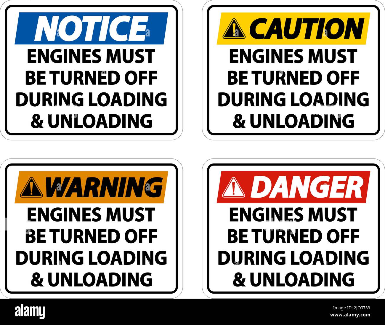 Engines Must Be Turned Off Sign On White Background Stock Vector