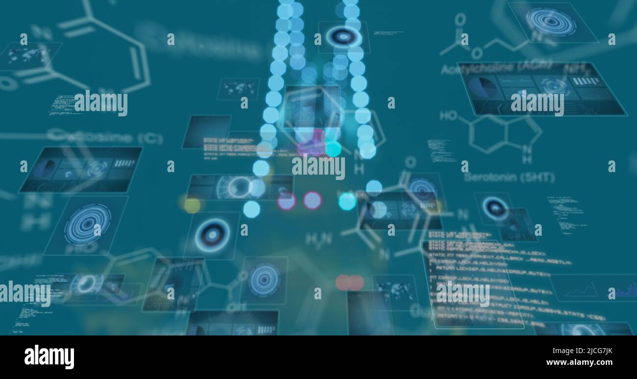 Image of shapes and data processing over road Stock Photo - Alamy