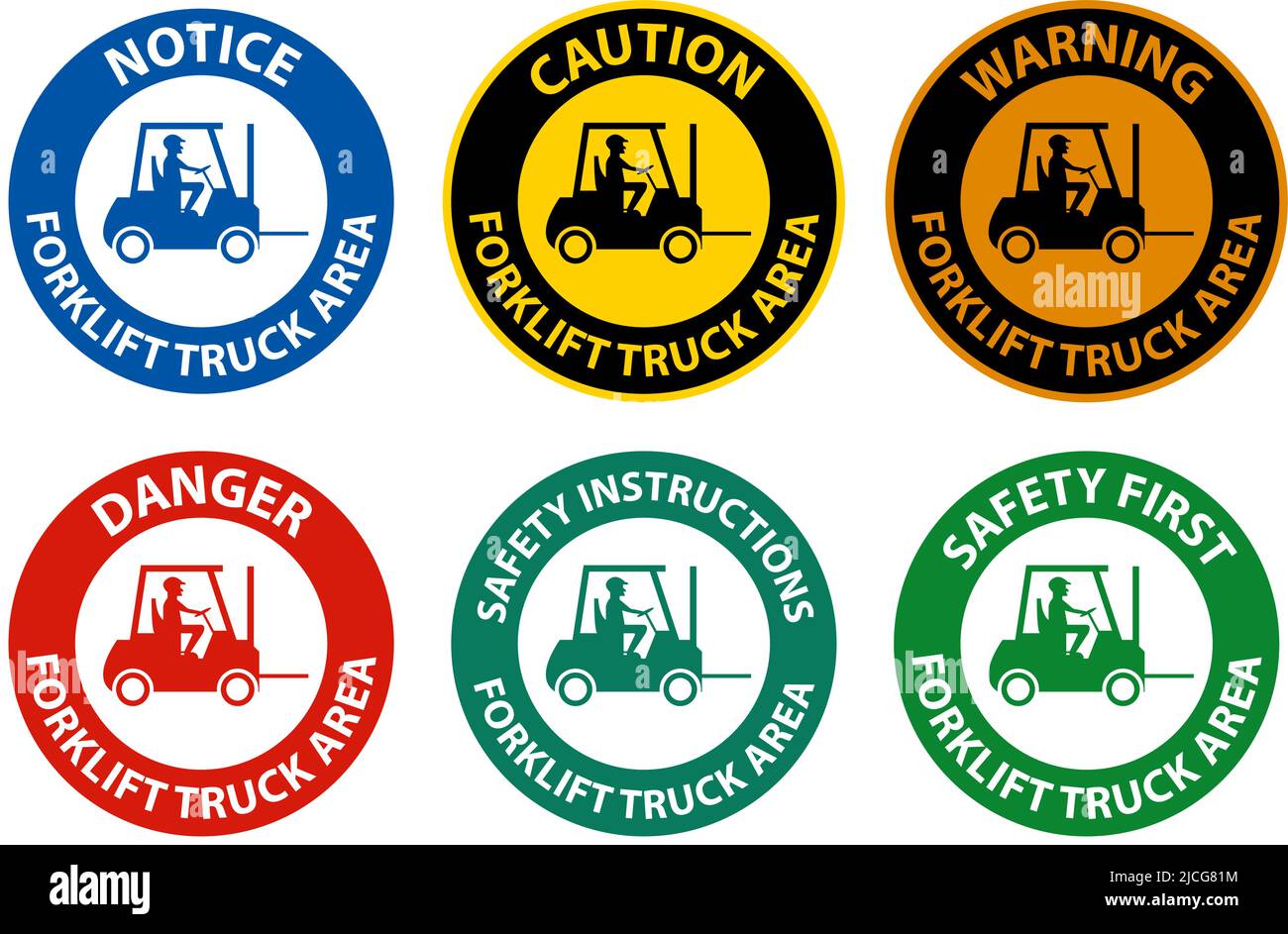 Warning Forklift Truck area Hazard & Warning Label Stock Vector Image