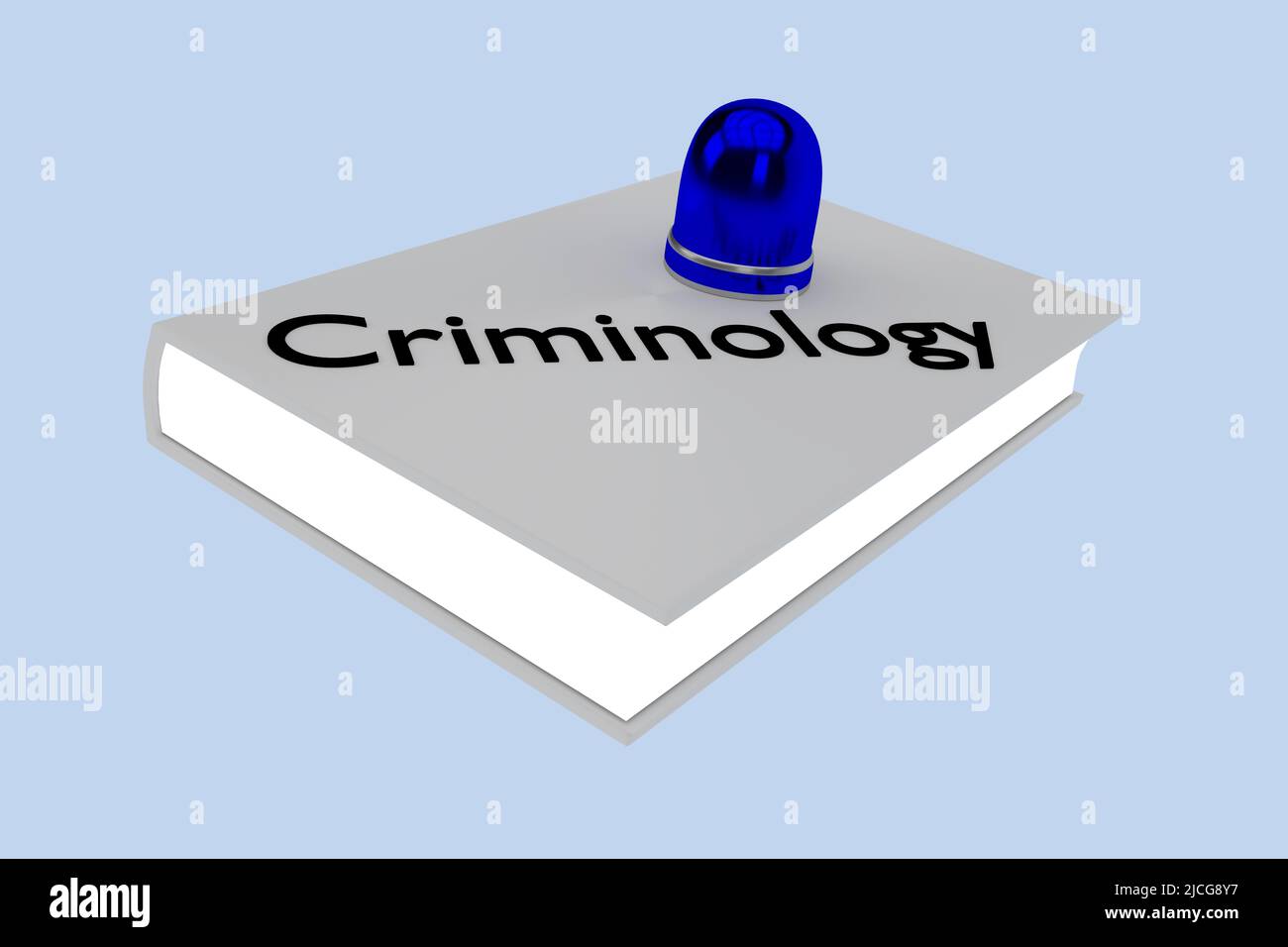 3D illustration of a symbolic police lamp on a criminology book Stock Photo