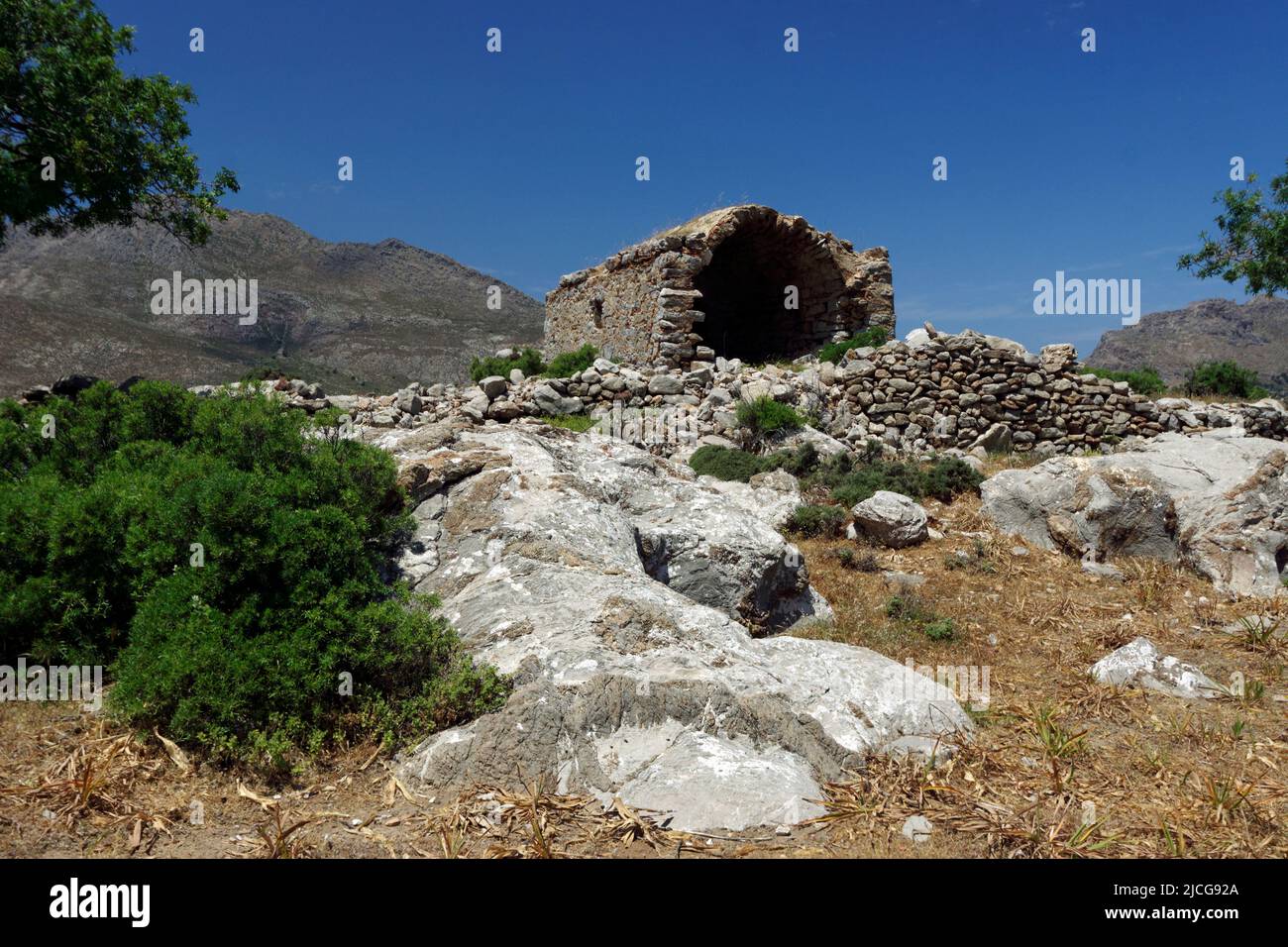Taxiarchis Church,Tilos, Dodecanese islands, Southern Aegean, Greece. Stock Photo