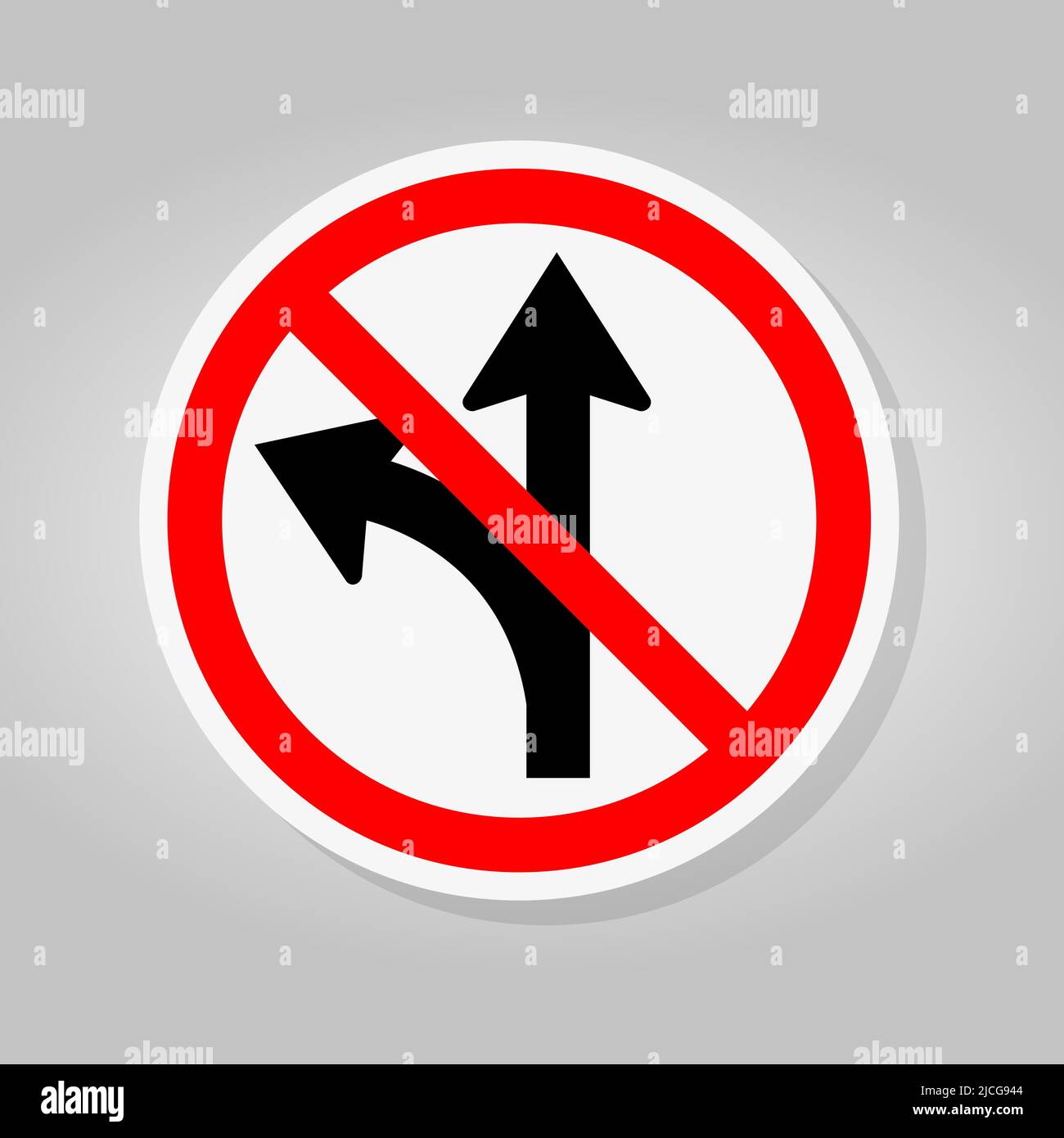 Prohibit Proceed Straight or Turn Right Road Sign Isolate On White ...