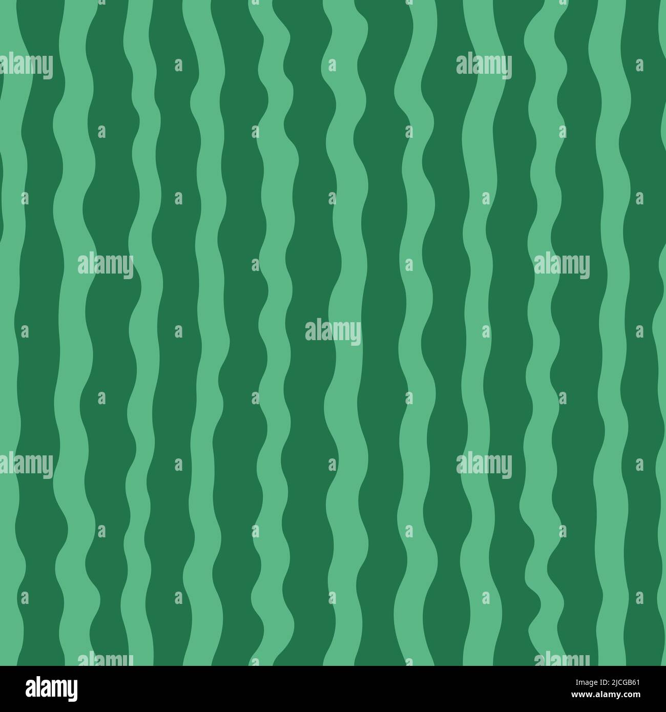 Vector seamless pattern. Green curved stripes on a green background. Simple watermelon print. Stock Vector