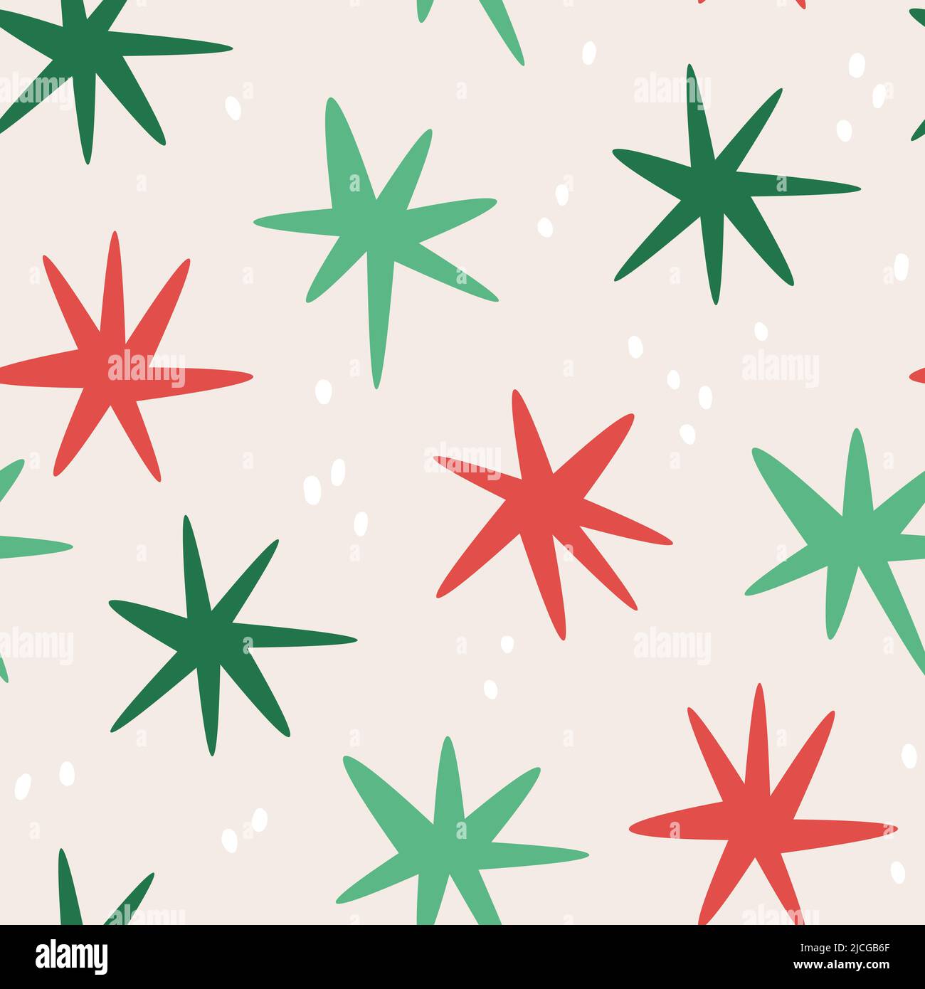 Abstract vector seamless pattern. Green and red repeating elements for print and design. Stock Vector