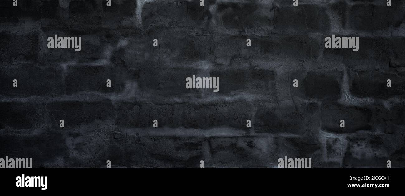 Black or dark gray plastered brick wall texture background Stock Photo