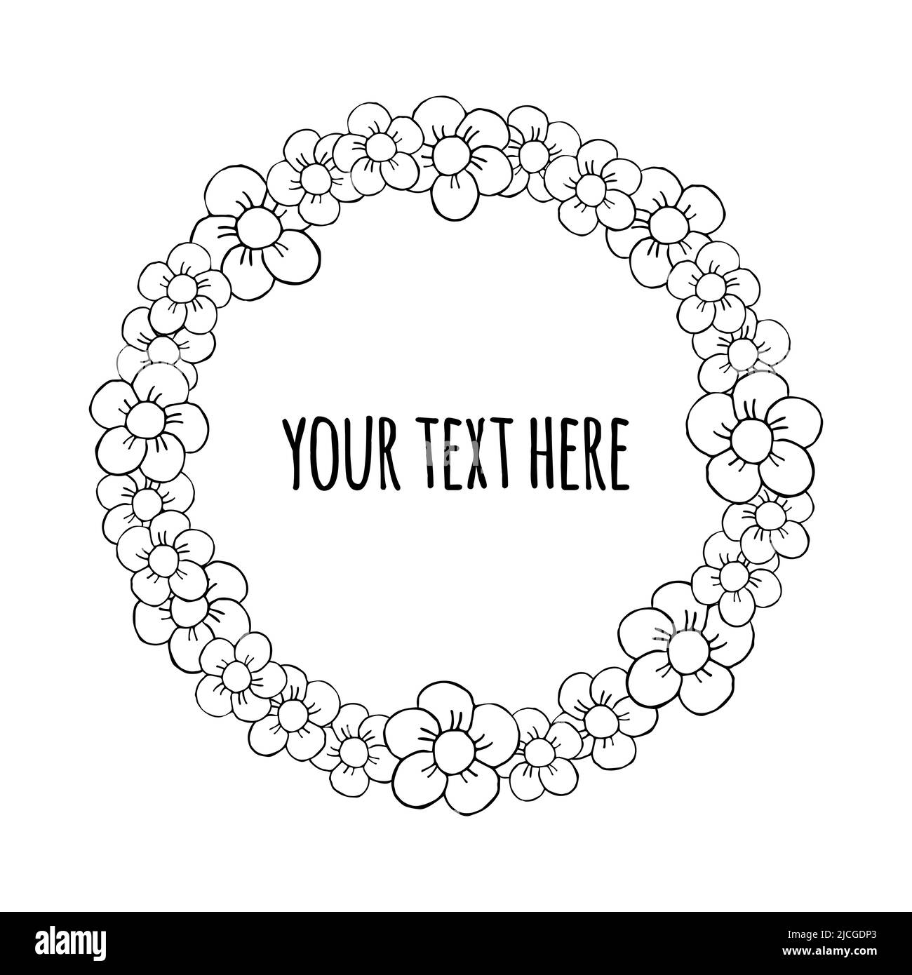 Vector hand drawn doodle sketch flower frame Stock Vector Image & Art ...