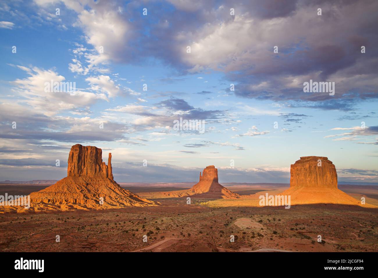 View from Lookout Point at dusk, Monument Valley, Arizona, United States. Stock Photo