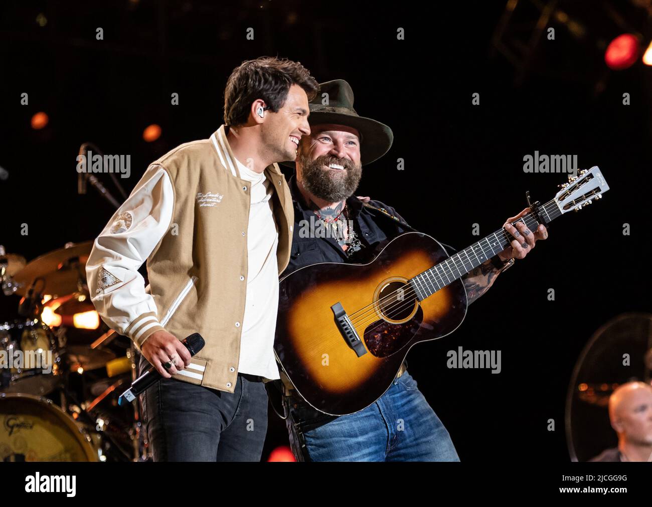Simon Dumas of King Calaway and Zac Brown of Zac Brown Band performs
