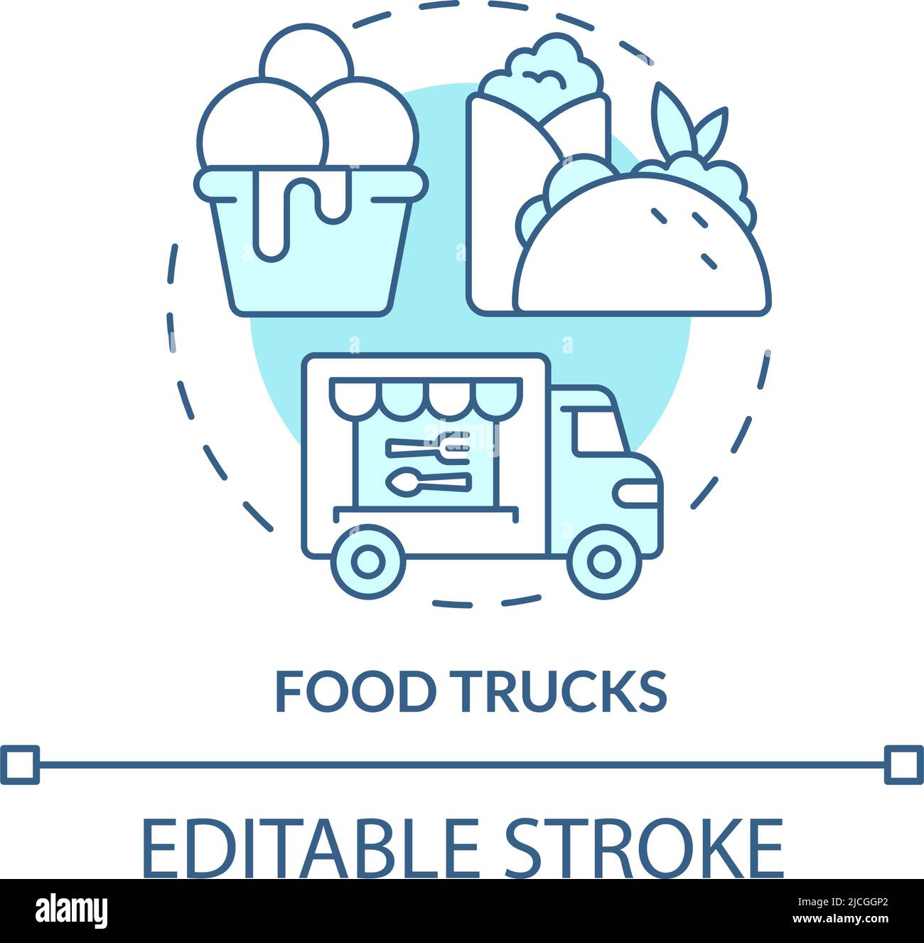 Food trucks turquoise concept icon Stock Vector Image & Art - Alamy