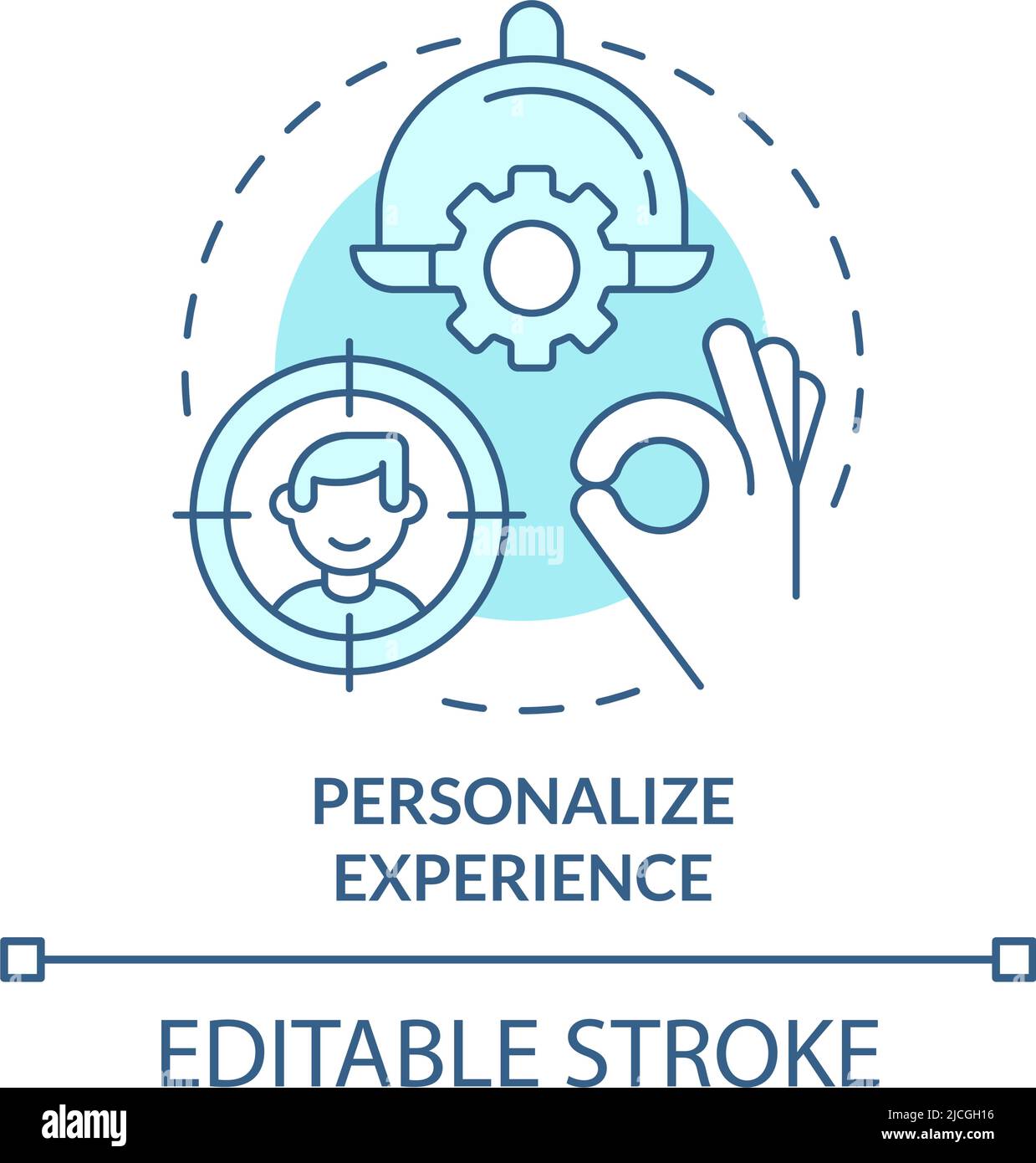 Personalize experience turquoise concept icon Stock Vector