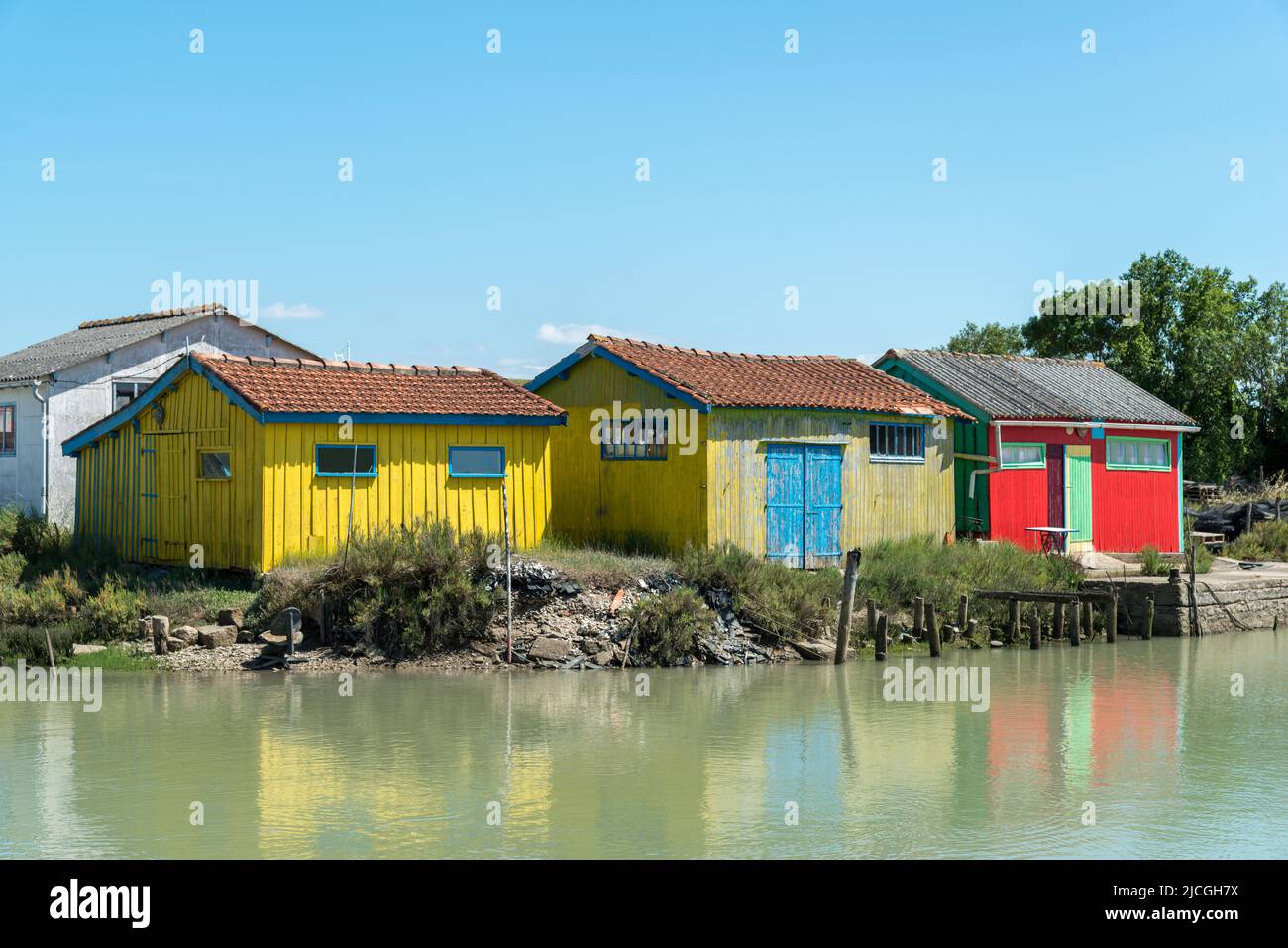 Oléron Island (CharenteMaritime, France), The colorful wooden huts of the port of Château d