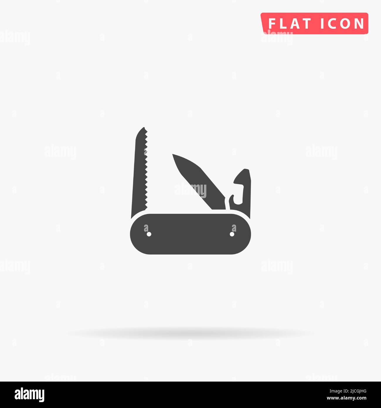 Swiss army knife flat vector icon. Hand drawn style design ...