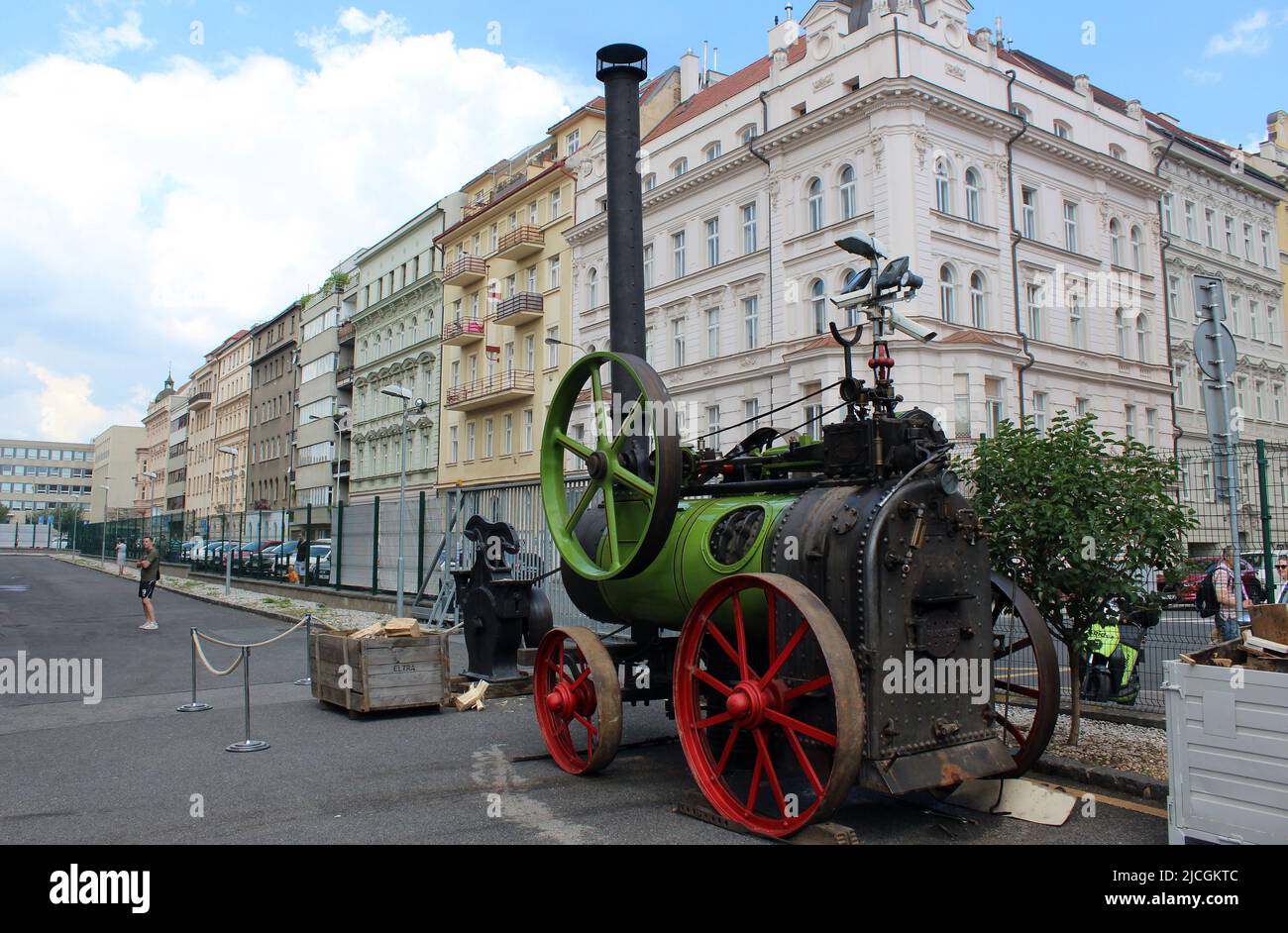 A historical portable steam engine Ransomes, Sims & Jefferies that sits ...