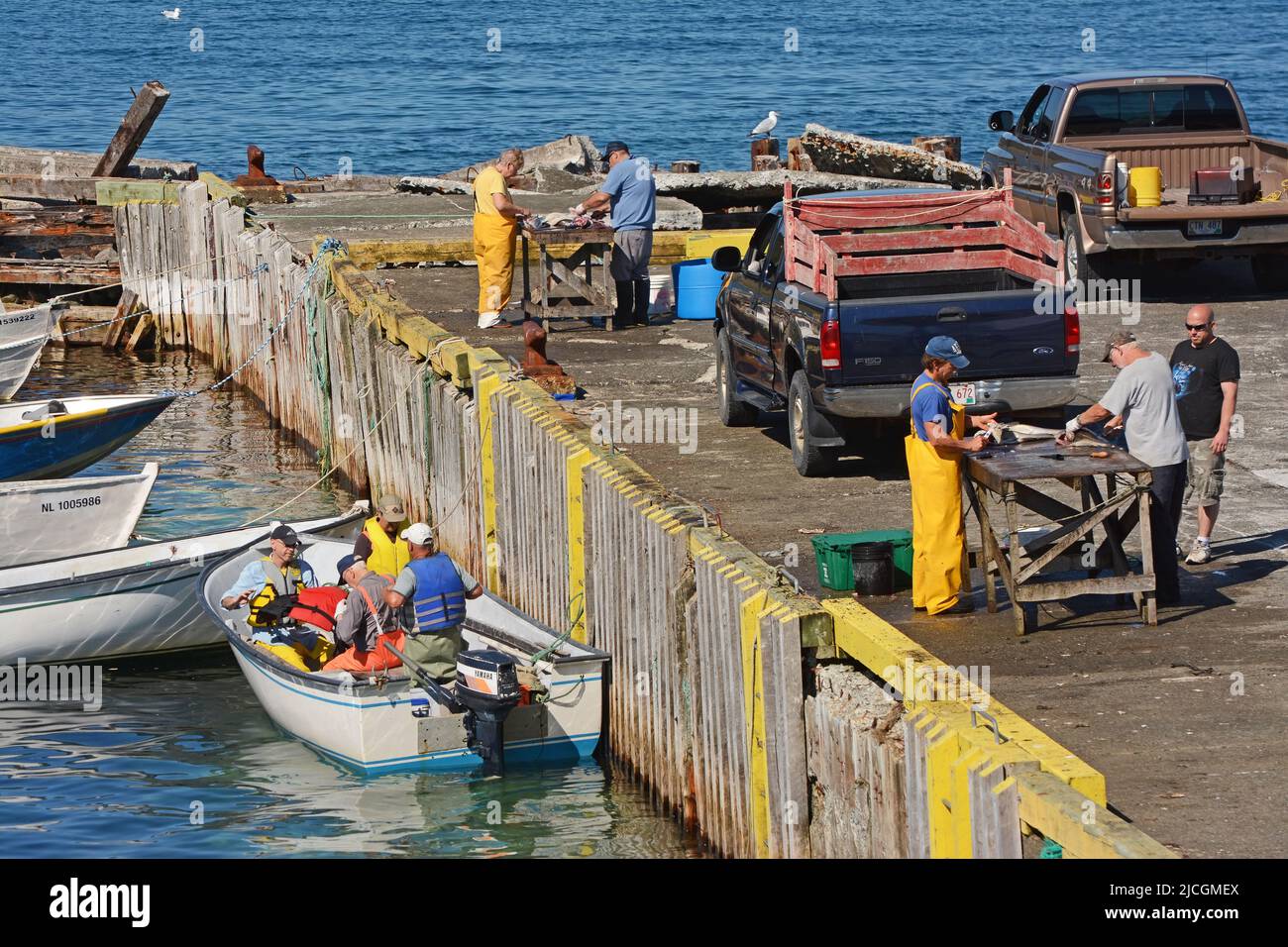 Fishermen wharf, Bonavista, newfoundland Stock Photo