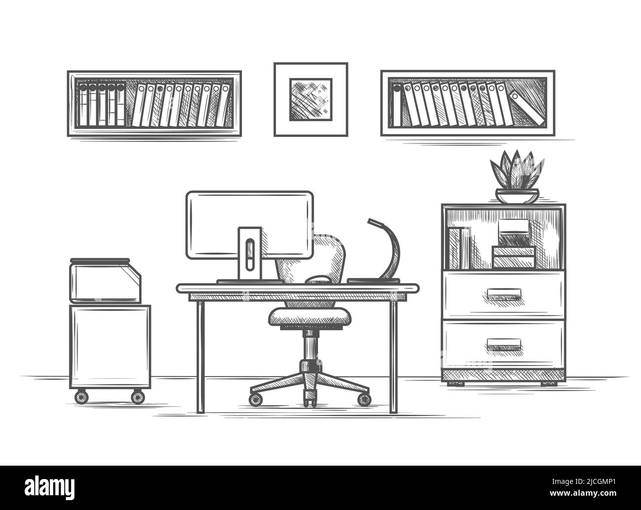 Office room drawing Stock Vector