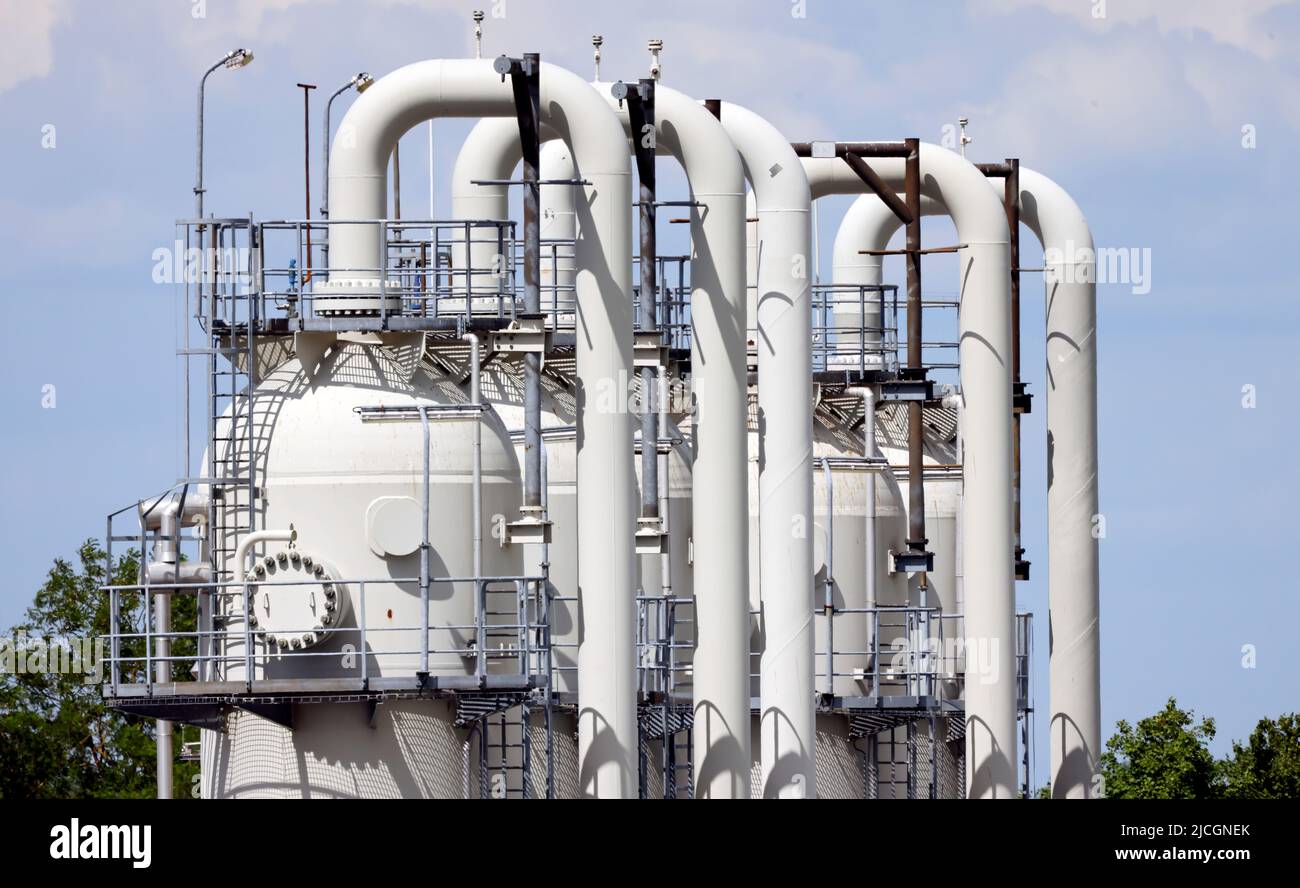 A compressor station of the Jagal natural gas pipeline is pictured at a gas compressor station in Mallnow, Germany, June 13, 2022. REUTERS/Hannibal Hanschke Stock Photo