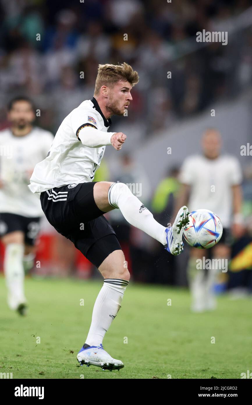 Timo Werner  of Germany  MUNICH, GERMANY - JUNE 07:  UEFA Nations League League A Group 3 match between Germany and England at Allianz Arena on June 07, 2022 in Munich, Germany. Nations League Deutschland England  © diebilderwelt / Alamy Stock Stock Photo