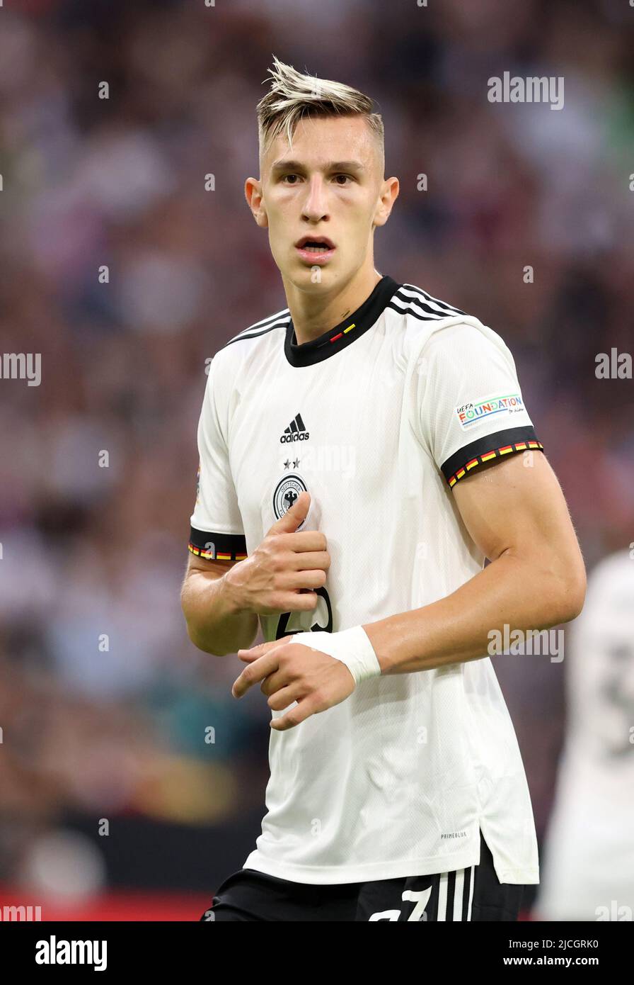 Nico Schlotterbeck of Germany MUNICH, GERMANY - JUNE 07:  UEFA Nations League League A Group 3 match between Germany and England at Allianz Arena on June 07, 2022 in Munich, Germany. Nations League Deutschland England  © diebilderwelt / Alamy Stock Stock Photo