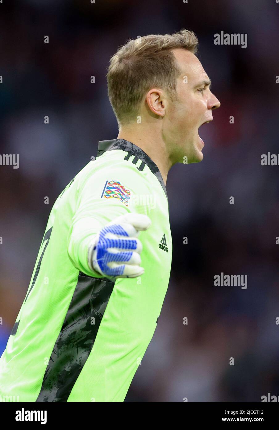 Manuel Neuer of Germany  MUNICH, GERMANY - JUNE 07:  UEFA Nations League League A Group 3 match between Germany and England at Allianz Arena on June 07, 2022 in Munich, Germany. Nations League Deutschland England  © diebilderwelt / Alamy Stock Stock Photo