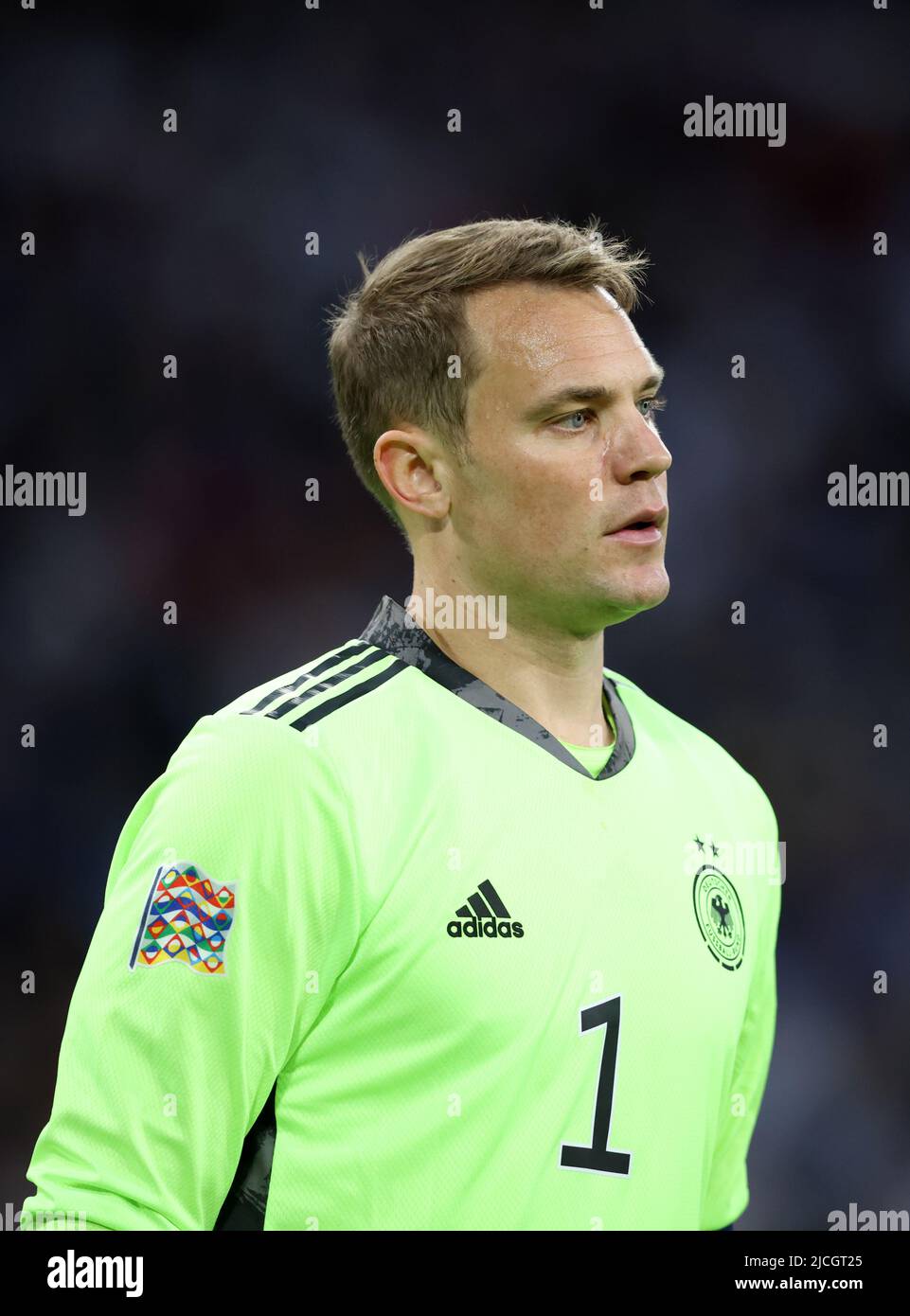 Manuel Neuer of Germany  MUNICH, GERMANY - JUNE 07:  UEFA Nations League League A Group 3 match between Germany and England at Allianz Arena on June 07, 2022 in Munich, Germany. Nations League Deutschland England  © diebilderwelt / Alamy Stock Stock Photo