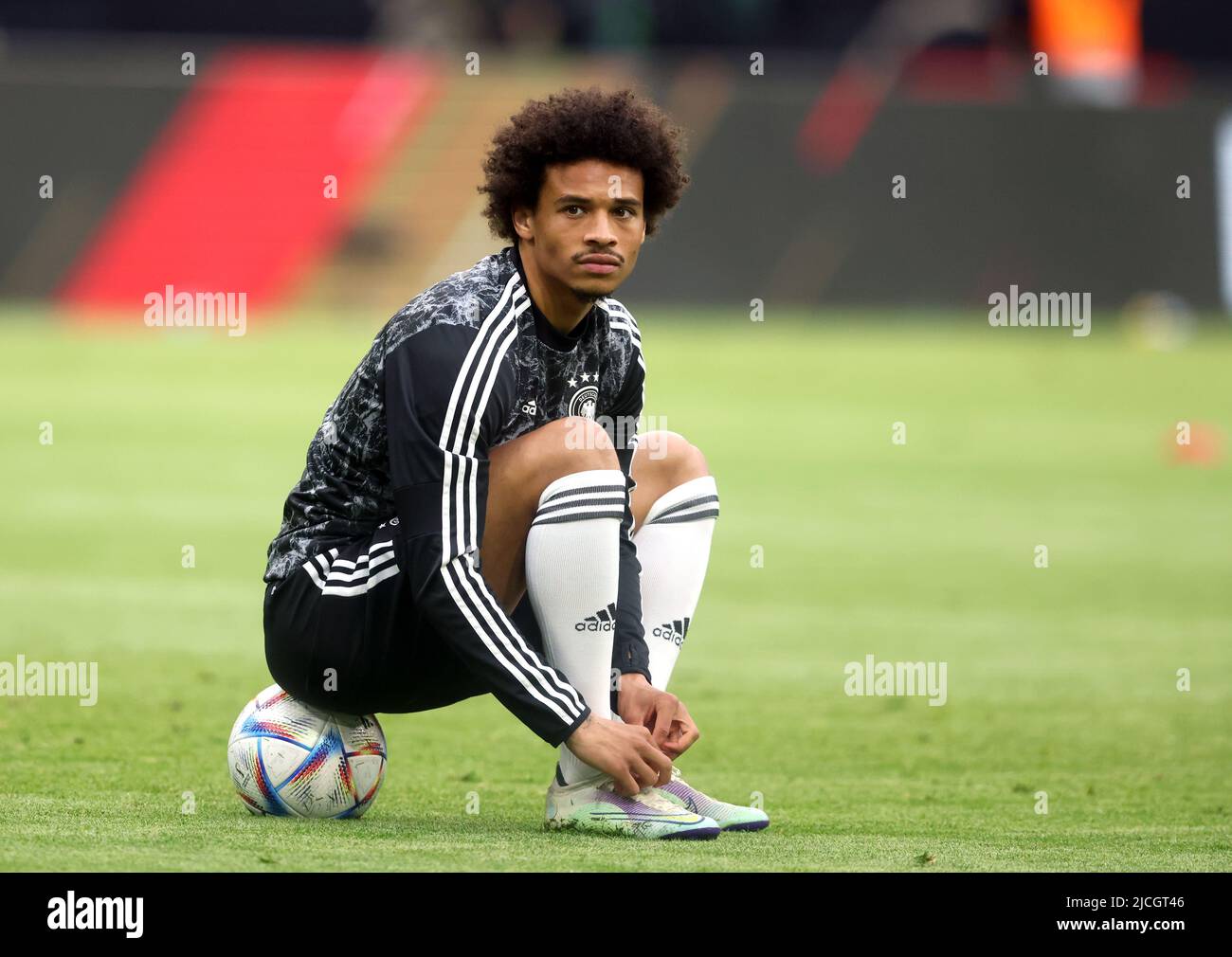 Leroy Sane of Germany  MUNICH, GERMANY - JUNE 07:  UEFA Nations League League A Group 3 match between Germany and England at Allianz Arena on June 07, 2022 in Munich, Germany. Nations League Deutschland England  © diebilderwelt / Alamy Stock Stock Photo