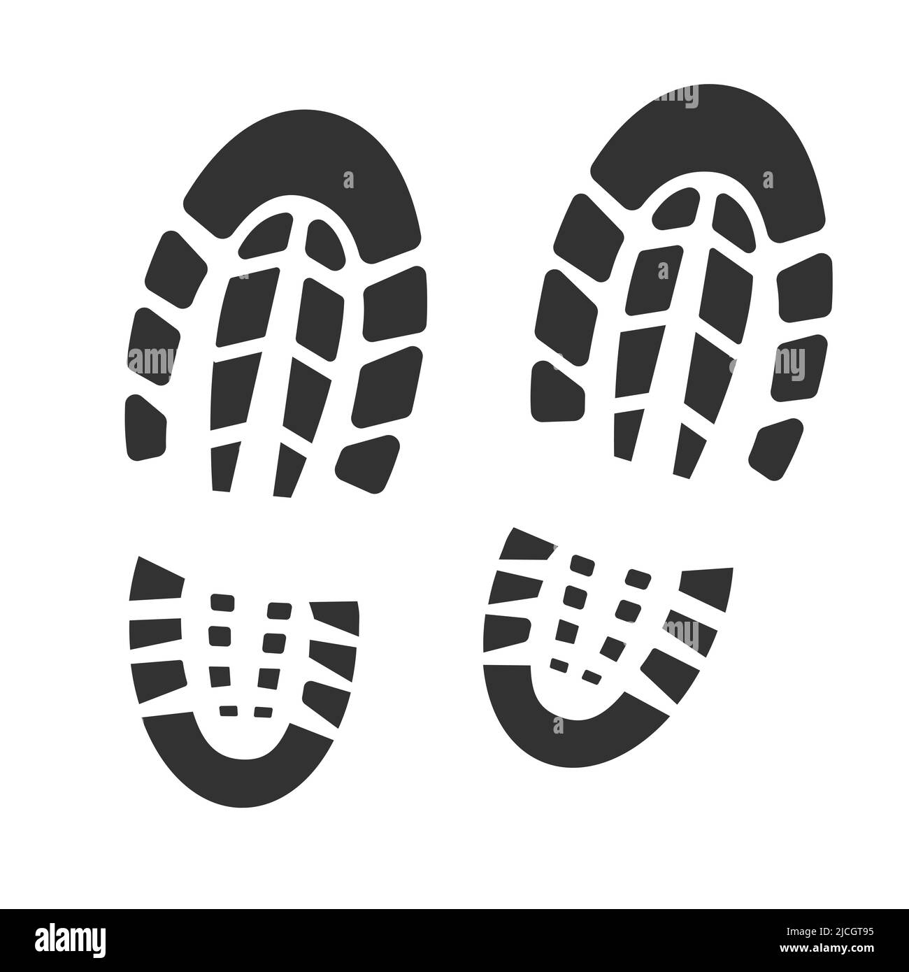 Footstep black silhouette, bootprint isolated on white background. Grunge track, symbol cartoon style. Vector illustration Stock Vector