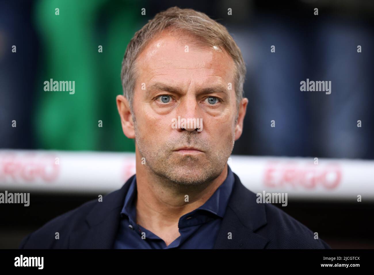 Head coach Hansi Flick  of germany  MUNICH, GERMANY - JUNE 07:  UEFA Nations League League A Group 3 match between Germany and England at Allianz Arena on June 07, 2022 in Munich, Germany. Nations League Deutschland England  © diebilderwelt / Alamy Stock Stock Photo
