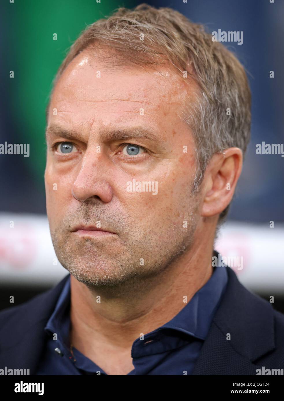 Head coach Hansi Flick  of germany  MUNICH, GERMANY - JUNE 07:  UEFA Nations League League A Group 3 match between Germany and England at Allianz Arena on June 07, 2022 in Munich, Germany. Nations League Deutschland England  © diebilderwelt / Alamy Stock Stock Photo