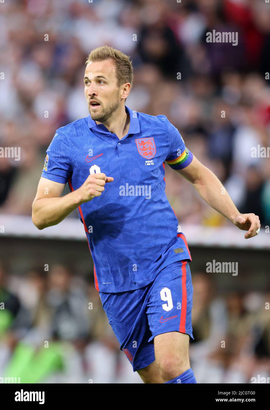 Harry Kane of England  MUNICH, GERMANY - JUNE 07:  UEFA Nations League League A Group 3 match between Germany and England at Allianz Arena on June 07, 2022 in Munich, Germany. Nations League Deutschland England  © diebilderwelt / Alamy Stock Stock Photo