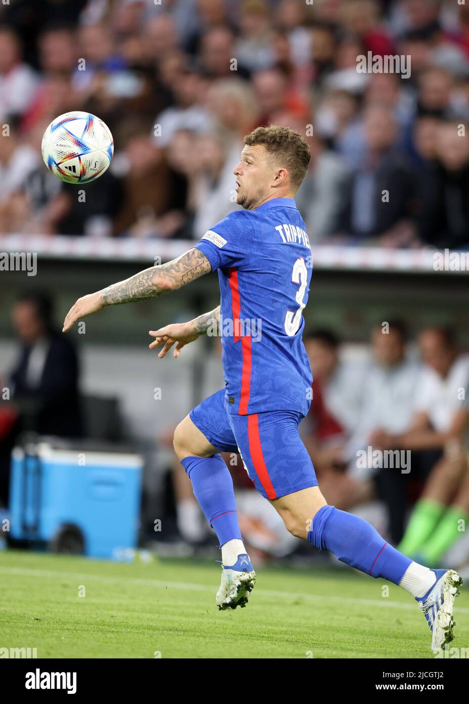 Kieran Trippier of England  MUNICH, GERMANY - JUNE 07:  UEFA Nations League League A Group 3 match between Germany and England at Allianz Arena on June 07, 2022 in Munich, Germany. Nations League Deutschland England  © diebilderwelt / Alamy Stock Stock Photo