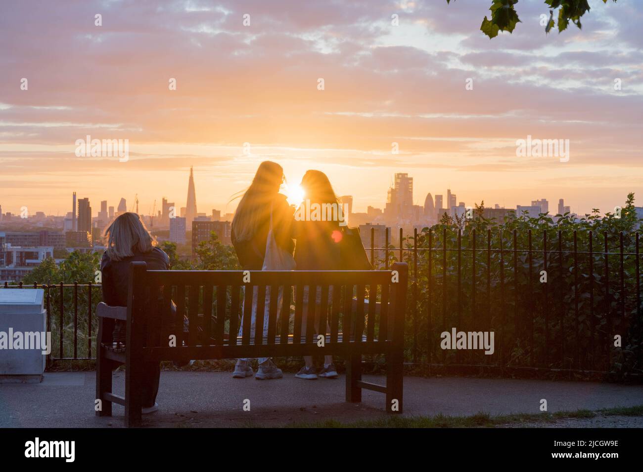 Summer sunset viewed from London Greenwich looking westward onto central London,  England UK Stock Photo