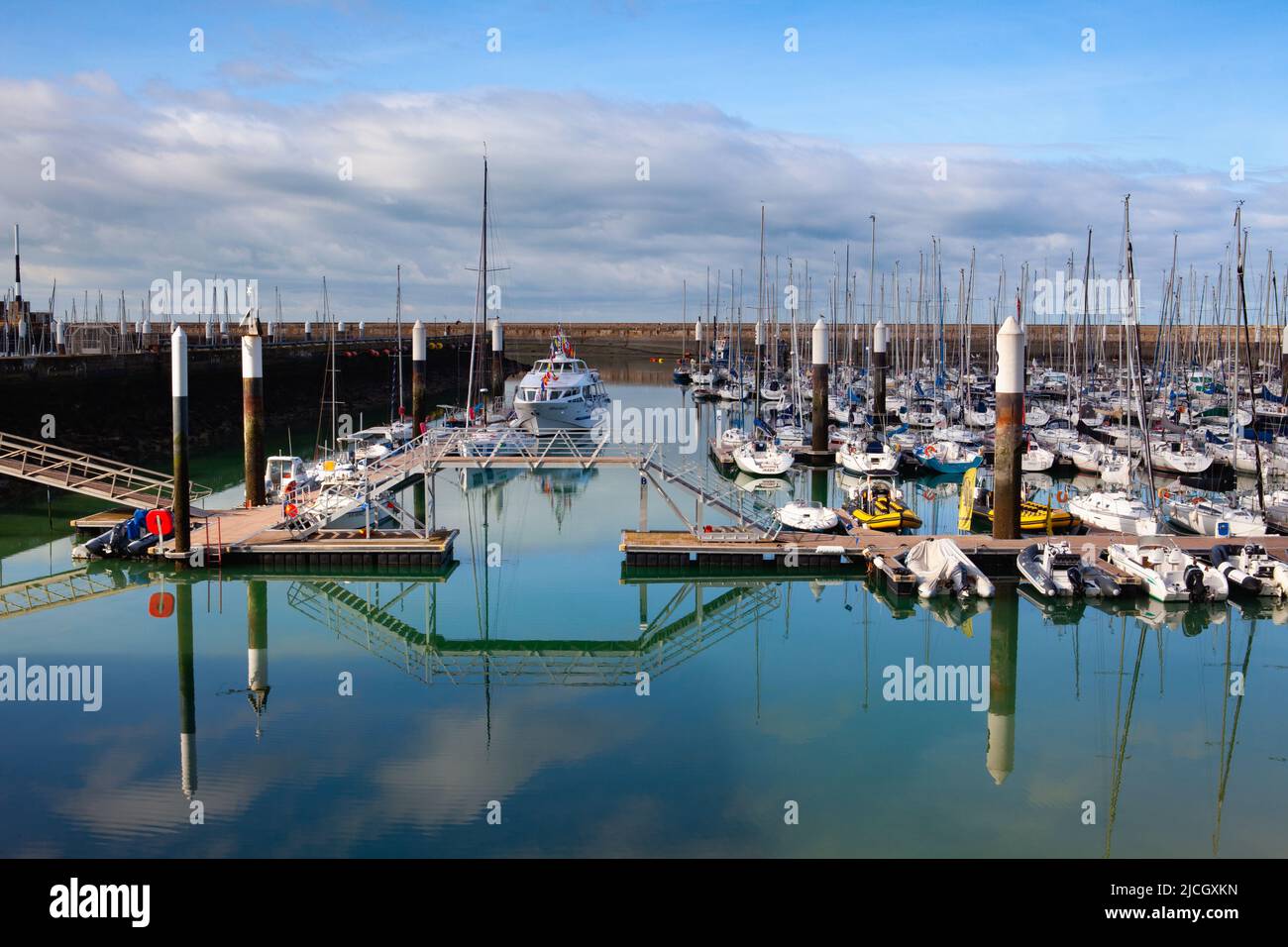 Le Havre,France - 13 October, 2021: End of Season. Low-tide in yacht harbour in Le Havre, France. Stock Photo