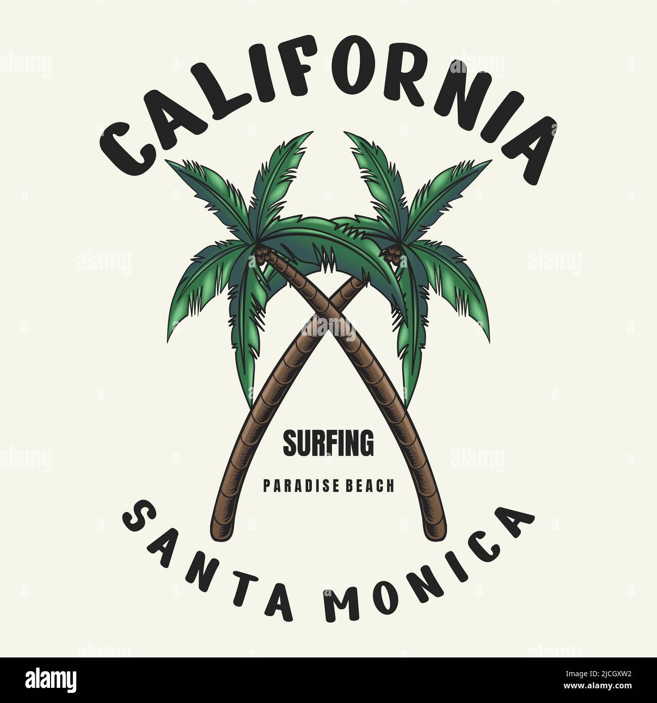 California palm tree surfer hi-res stock photography and images - Alamy