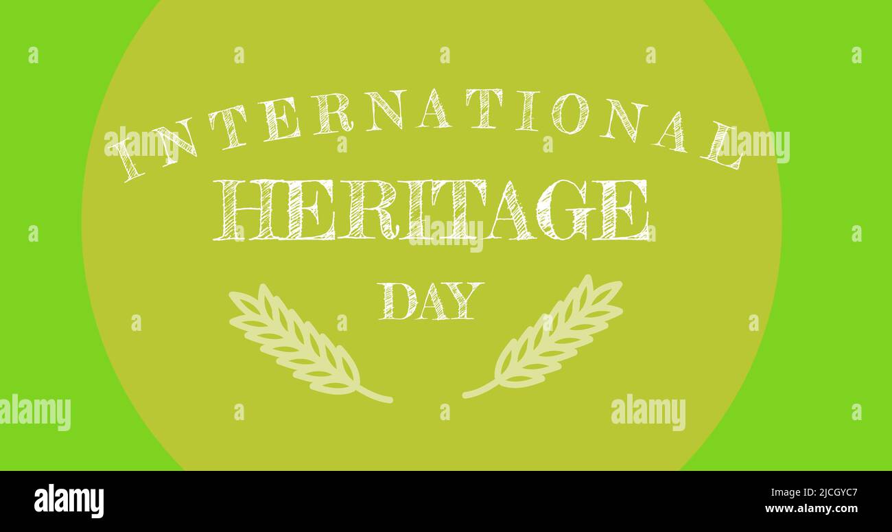 Illustration of international heritage day text on green background