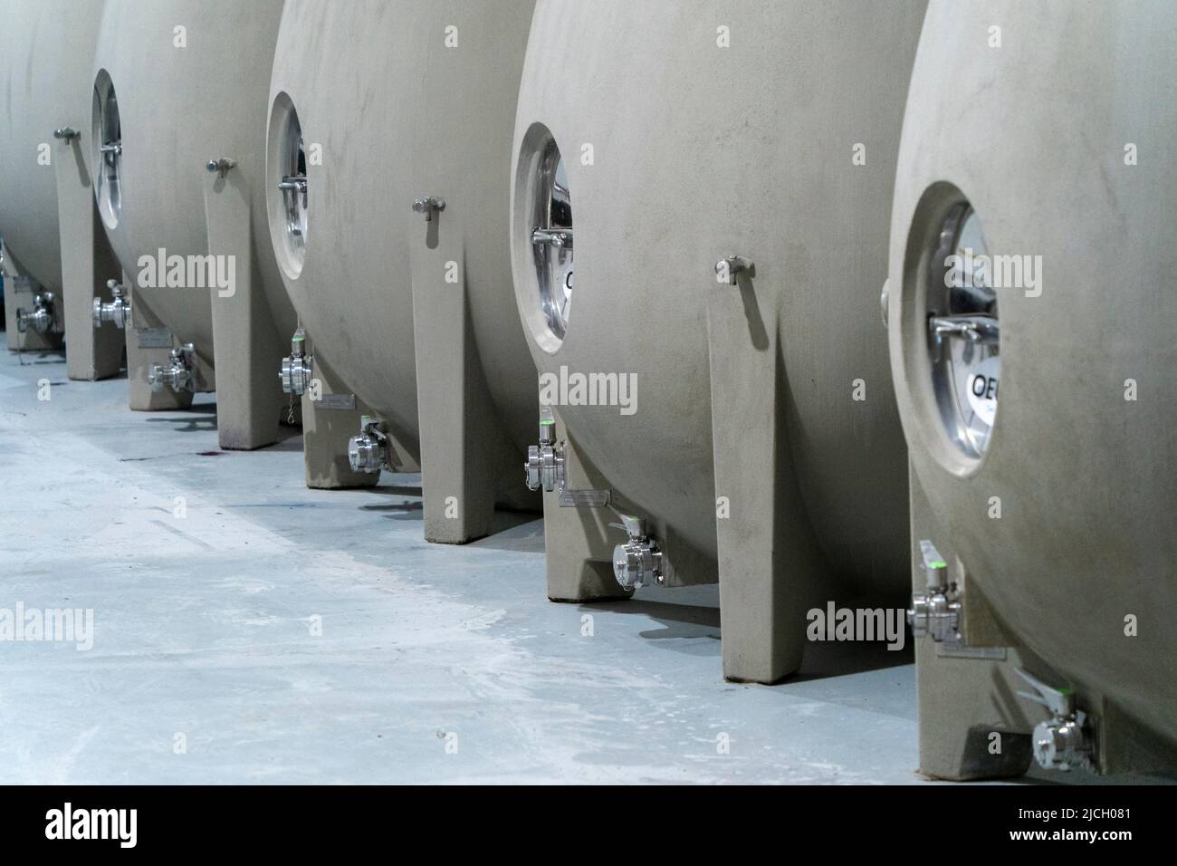 Concrete wine tanks Stock Photo Alamy