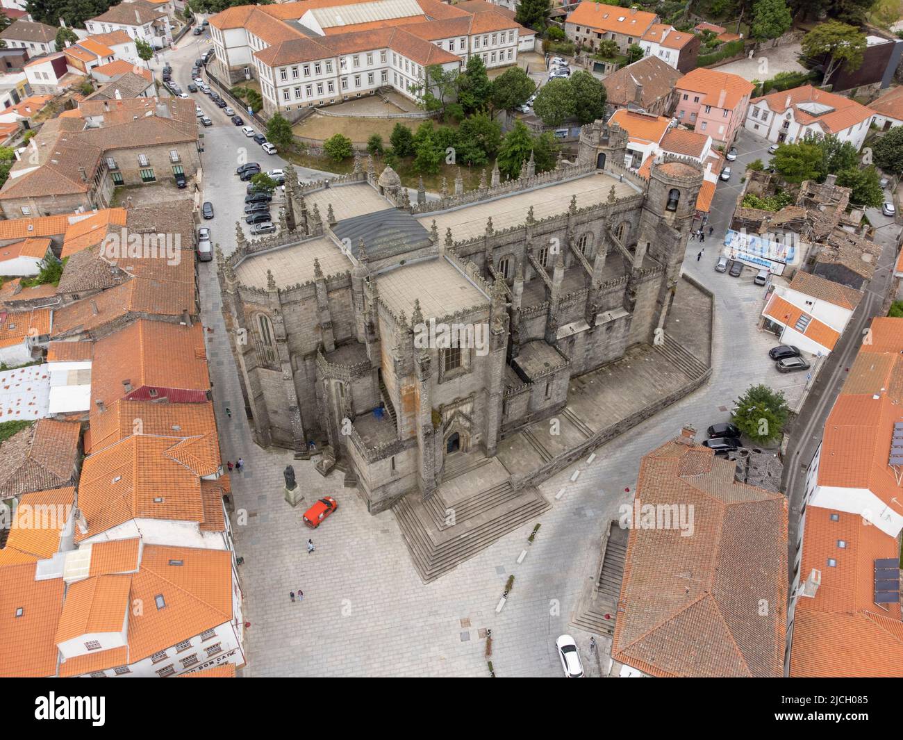 Aerial view of the Cathedral of Guarda - Sé Catedral da Guarda, Portugal, Europe Stock Photo