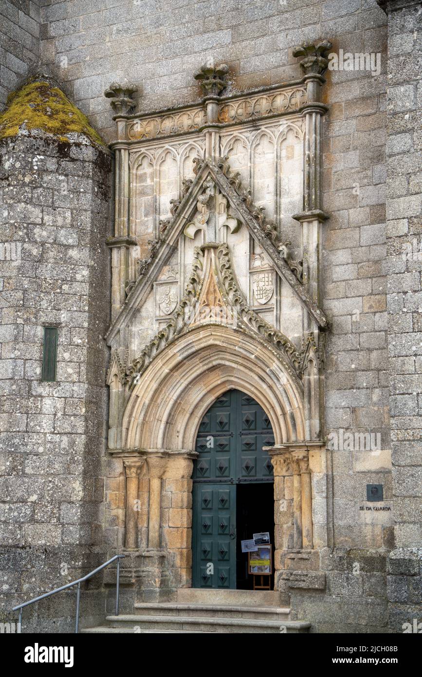 Entrance door to the Cathedral of Guarda aka Sé Catedral da Guarda, Portugal, Europe Stock Photo