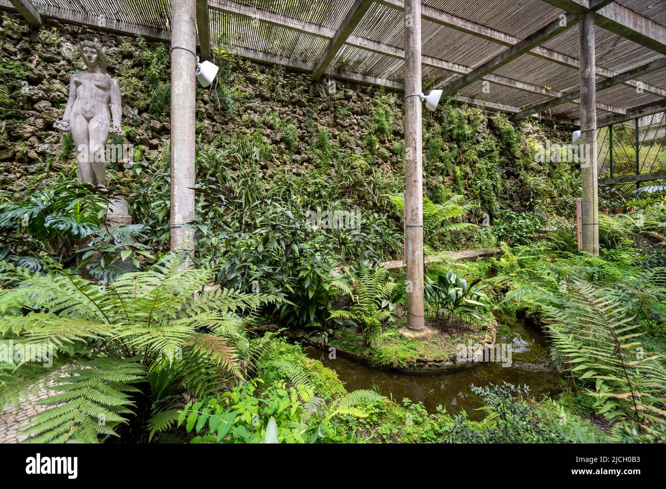 Shade greenhouse at the Jardim Botânico Botanical Garden of the University of Coimbra, in Coimbra, Portugal, Europe Stock Photo