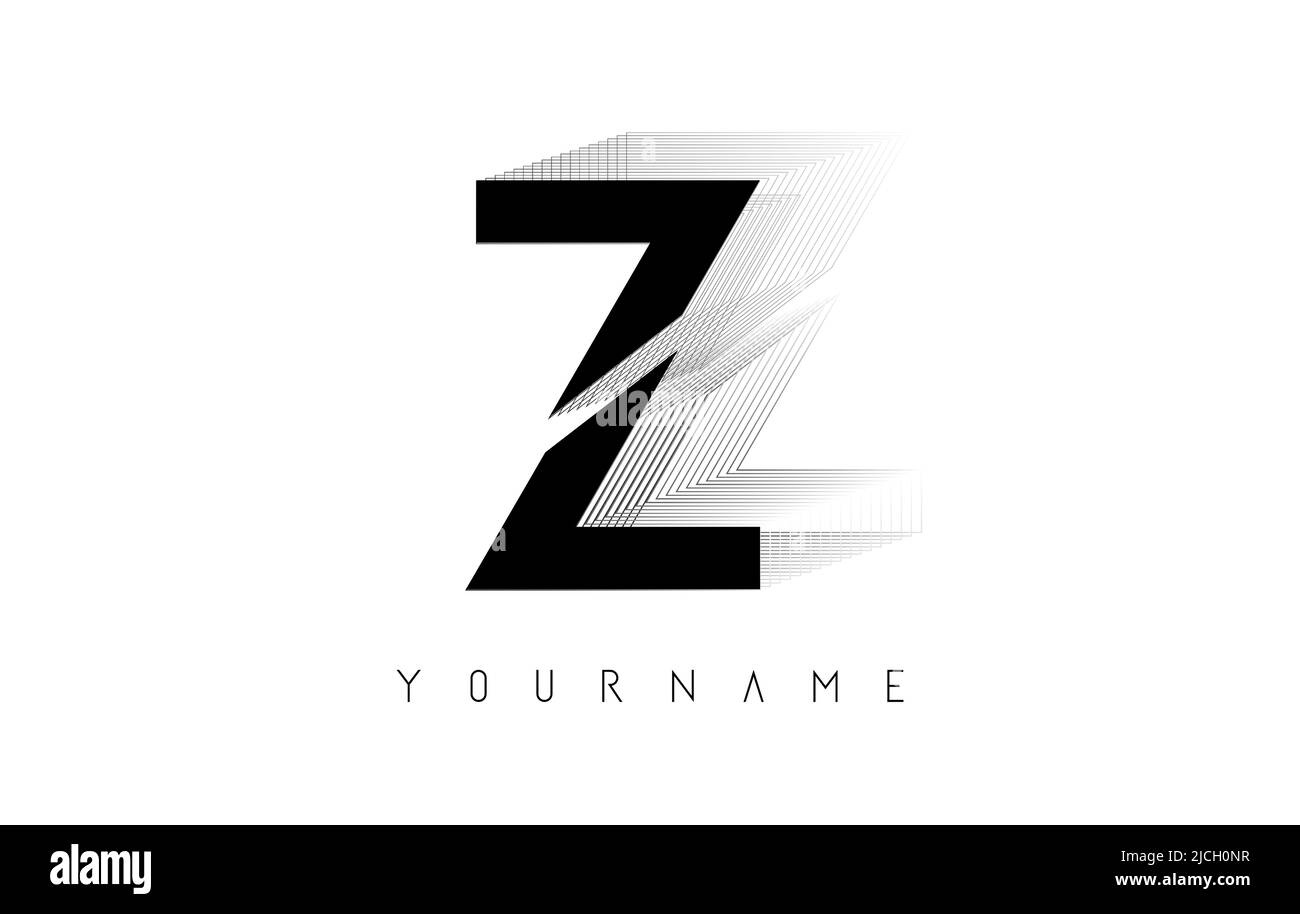 Black Wireframe Z Letter Logo Design. Creative vector illustration with